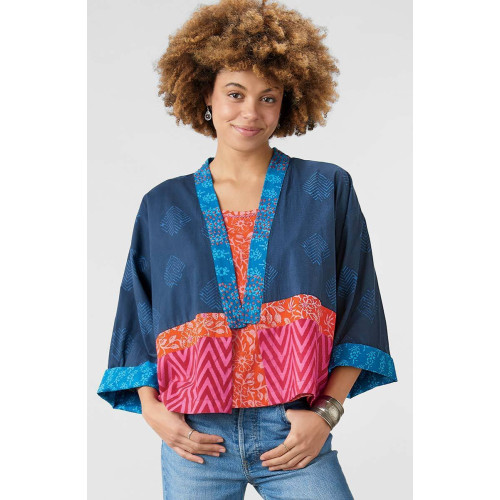 Sikkim Unstructured Boxy Jacket - French navy/Multi Sikkim Unstructured Boxy Jacket - French navy/Multi
