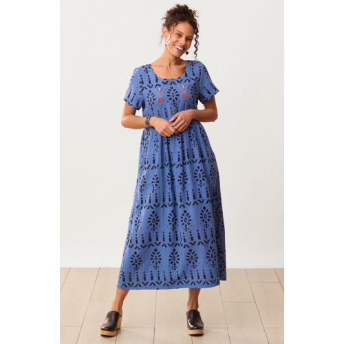 Geethali Cotton Double Gauze Scoop-Neck Maxi Dress - Lively blue/Black Geethali Cotton Double Gauze Scoop-Neck Maxi Dress - Lively blue/Black