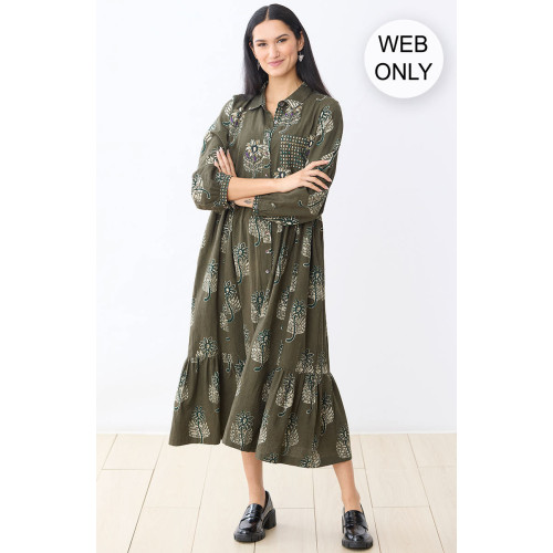 Kashmira Button-Front Maxi Shirt Dress - Fossil/Multi Kashmira Button-Front Maxi Shirt Dress - Fossil/Multi