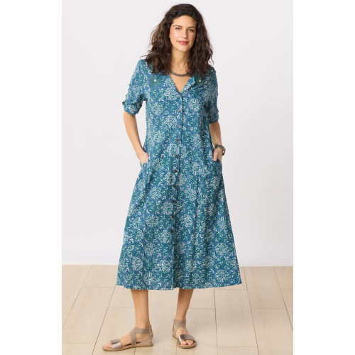 Anisha Resort Collar Fit and Flair Shirtdress - Summer night Anisha Resort Collar Fit and Flair Shirtdress - Summer night