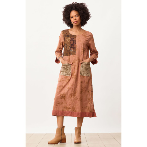 Jodhpur Eco-Print Organic Cotton Dress - Madder Root Jodhpur Eco-Print Organic Cotton Dress - Madder Root