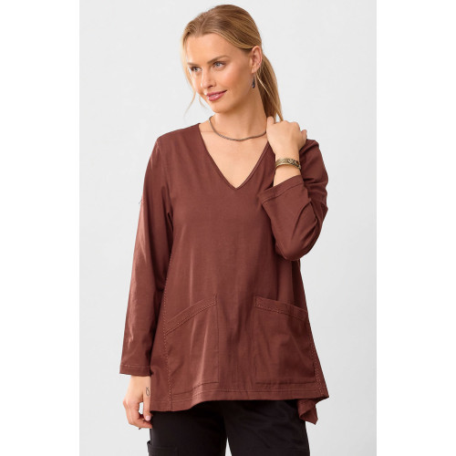 Asma Soft Handkerchief Hem Knit Top - Redwood Asma Soft Handkerchief Hem Knit Top - Redwood