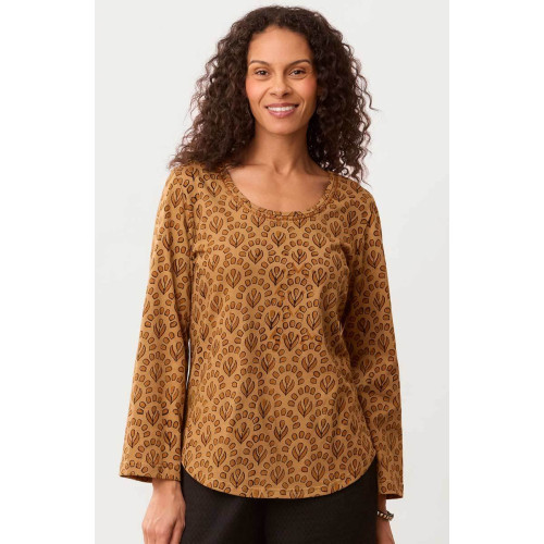 Maira Block Print Cotton Jersey Tee - Cedar Maira Block Print Cotton Jersey Tee - Cedar