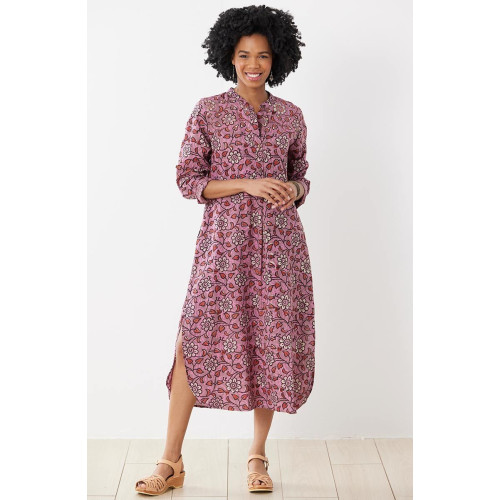 Yamini Roll-Sleeve Shirttail Kurta Dress - Beach rose Yamini Roll-Sleeve Shirttail Kurta Dress - Beach rose