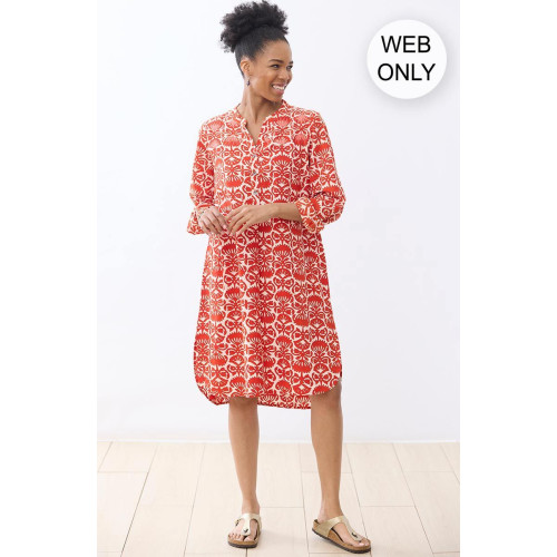 Parineet Long-Sleeve Shirt/Dress - Vermilion Parineet Long-Sleeve Shirt/Dress - Vermilion